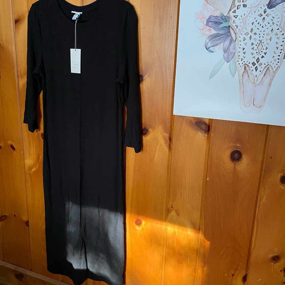 NWT A New Day Target Black Knit Rib Maxi Dress, Large